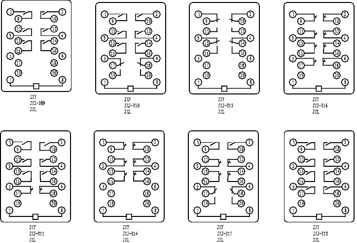 JZJ-201,JZY-201中间继电器接线图图